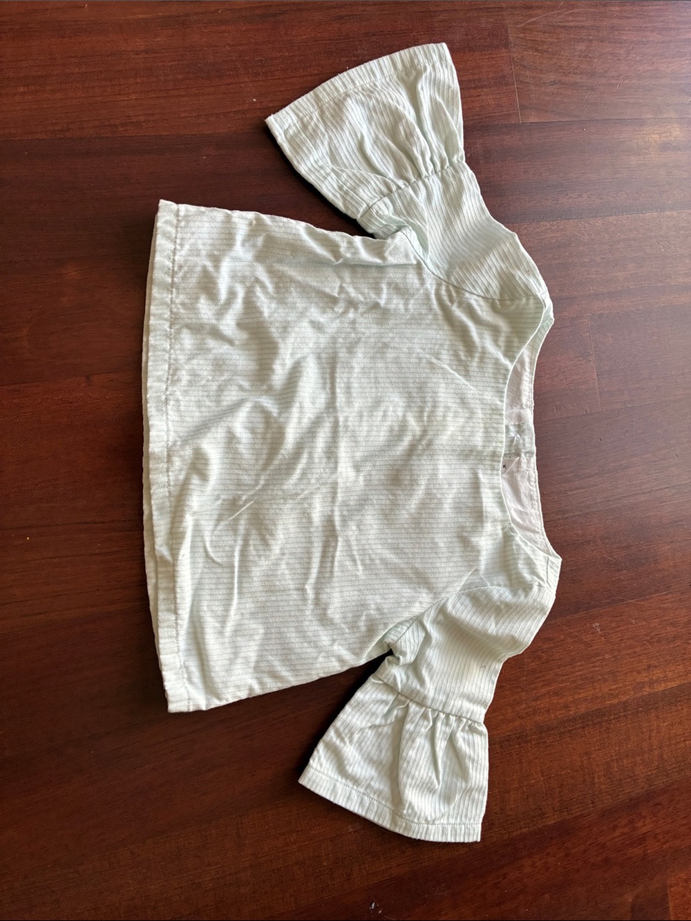 Janie and Jack Girls' Soft Light Green Stripe Puff Sleeve Top